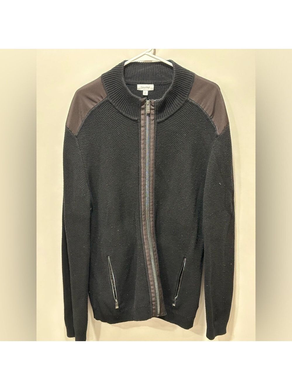 Men's Calvin Klein Black Zip up Cardigan Size XL